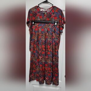 Worthington Red and Blue Paisley 2 Piece Pleated Skirt Set.